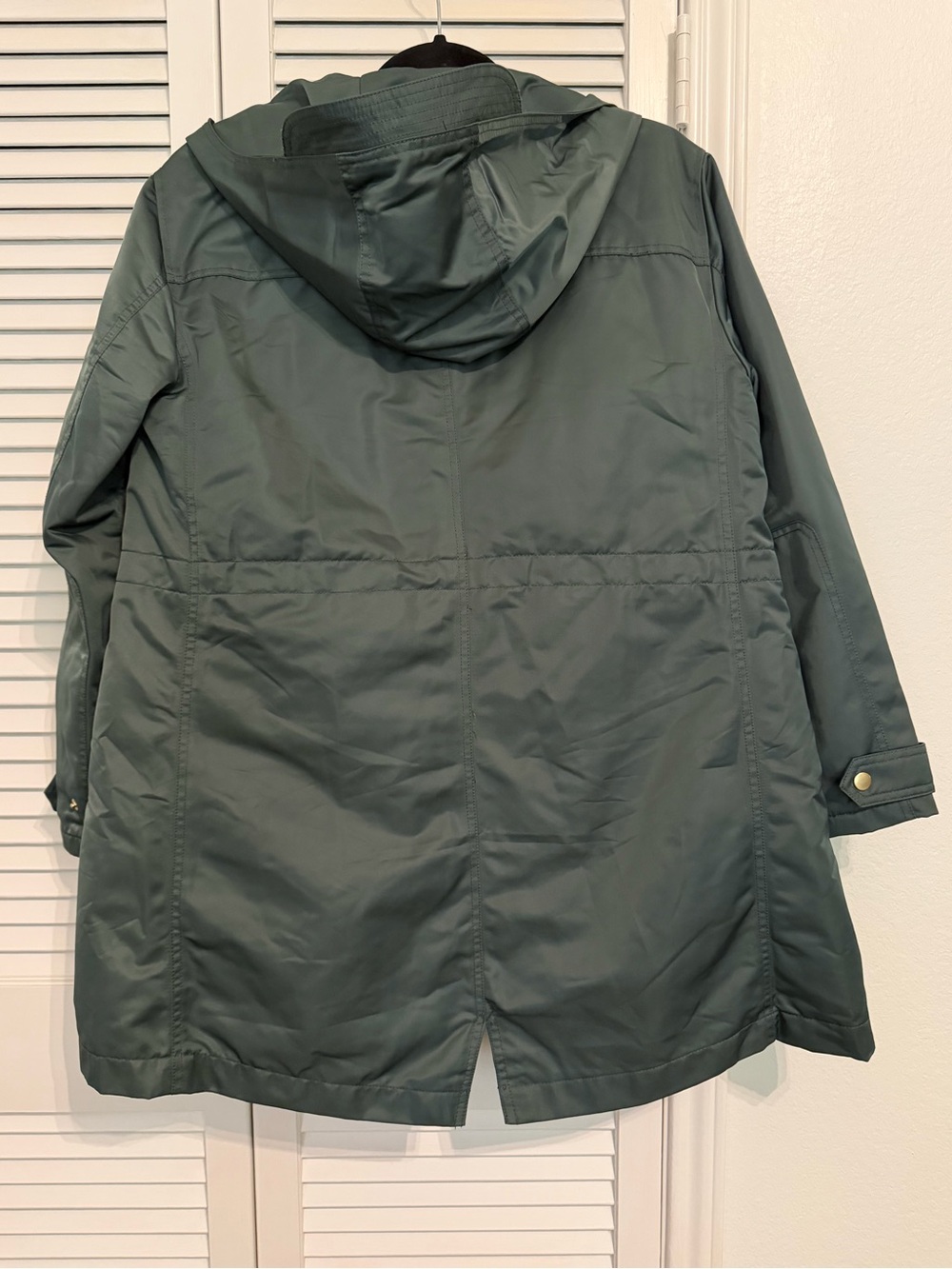 J Crew Green Satin Hooded Parka Coat w/removable Quilted Lining Small - Picture 5 of 11